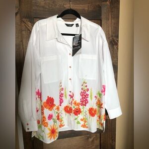 Woven blouse with border print by Attitudes by Renee